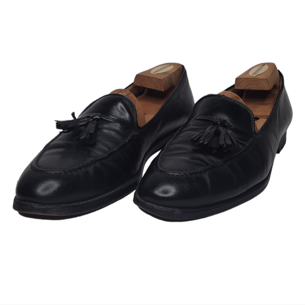 Gucci Men's Black Leather Tassel Slip On Dress Loafers Size 9.5